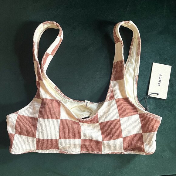 P&Co Women's checkered bikini top UK 8 - Picture 1 of 6